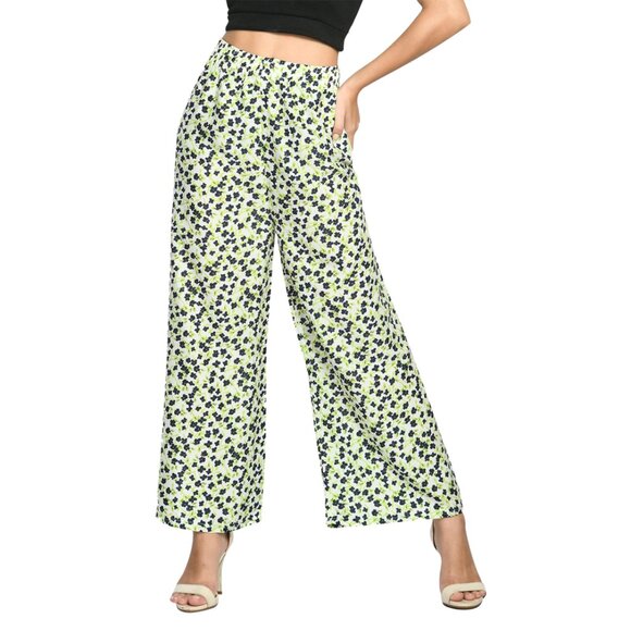 Women's Soft Cotton Blended Loose Fit Wide Leg Comfort Palazzo Printed Pants - Picture 14 of 16